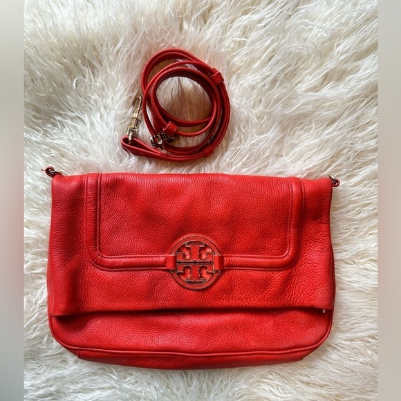 Tory Burch Amanda fold over bag crossbody or clutch gold hardware - Picture 1 of 9